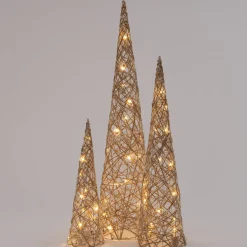 Intratuin kerstfiguur kerstboom met 10 LED lampjes warm wit D 16 H 60 cm