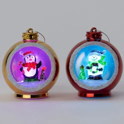 Intratuin kerstfiguur Kino sneeuwpop rood met verlichting 6,5 x 5,8 x 8 cm