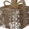 Intratuin kerstfiguur Kohal cadeau goud met verlichting 20 x 20 x 23 cm