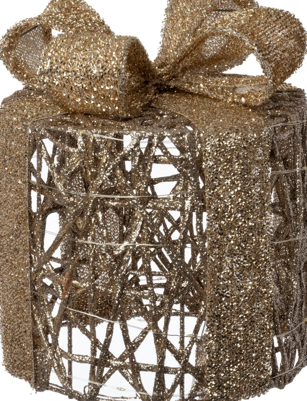 Intratuin kerstfiguur Kohal cadeau goud met verlichting D 20 H 23 cm