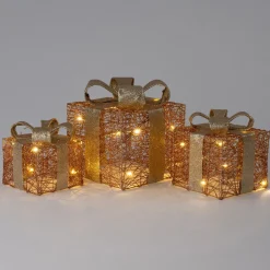 Intratuin kerstfiguur Koro cadeau koper met verlichting 12 x 12 x 14 cm