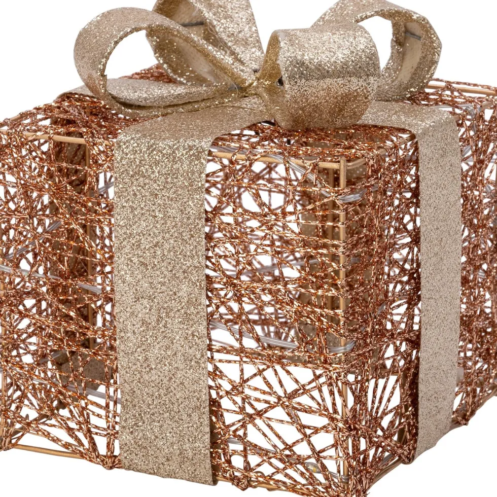 Intratuin kerstfiguur Koro cadeau koper met verlichting 12 x 12 x 14 cm