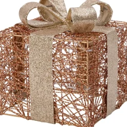 Intratuin kerstfiguur Koro cadeau koper met verlichting 15 x 15 x 18 cm