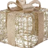 Intratuin kerstfiguur Koro cadeau beige met verlichting 15 x 15 x 18 cm