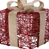 Intratuin kerstfiguur Koro cadeau rood / goud met verlichting 12 x 12 x 14 cm