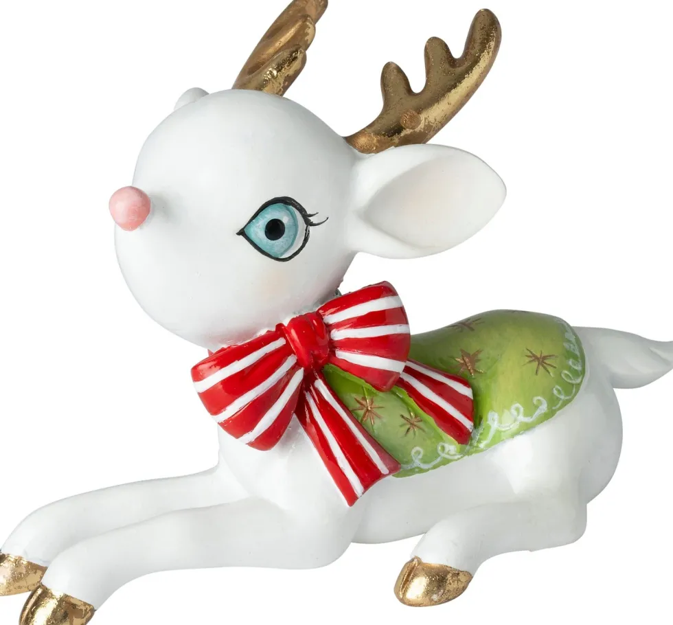 Intratuin kerstfiguur Lea rendier liggend wit 13,8 x 9 x 9,5 cm