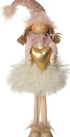 Intratuin kerstfiguur Linda meisje roze 15 x 11 x 47 cm