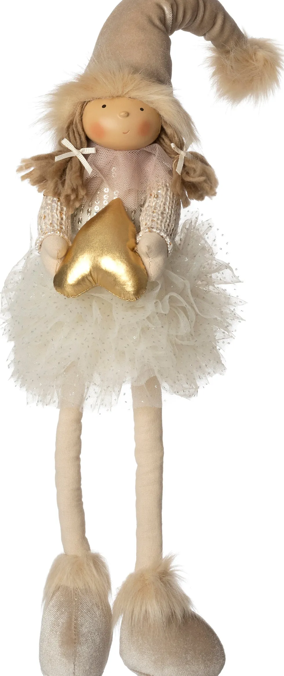 Intratuin kerstfiguur Linda meisje crème 15 x 11 x 54 cm