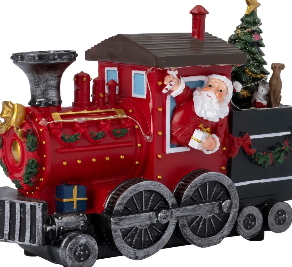 Intratuin kerstfiguur locomotief rood / groen 26,5 x 12,5 x 19,5 cm