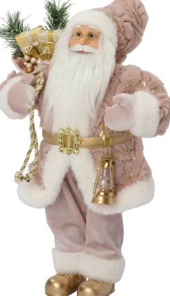 Intratuin kerstfiguur Lykta kerstman roze / goud 23 x 18 x 45 cm