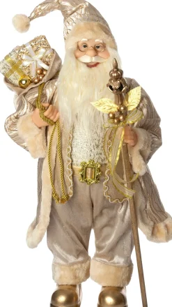 Intratuin kerstfiguur Malthe kerstman goud / beige 28 x 20 x 60 cm
