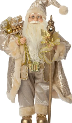Intratuin kerstfiguur Malthe kerstman goud / beige 23 x 18 x 45 cm