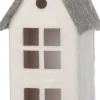 Intratuin kerstfiguur Mees huisje grijs / wit 8,5 x 8,5 x 19 cm