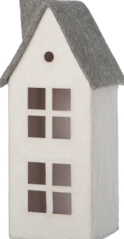 Intratuin kerstfiguur Mees huisje grijs / wit 10,5 x 9,5 x 24 cm