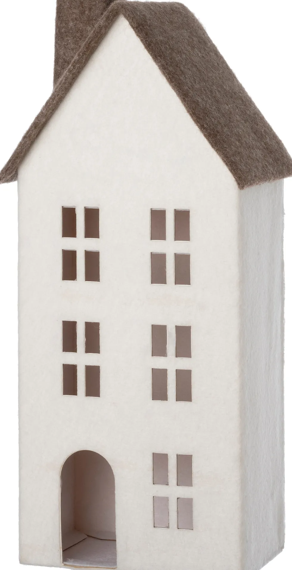 Intratuin kerstfiguur Mees huisje bruin / wit 14 x 9,5 x 30 cm