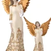 Intratuin kerstfiguur Melinda kerstengel wit / goud 15,5 x 10,5 x 30 cm