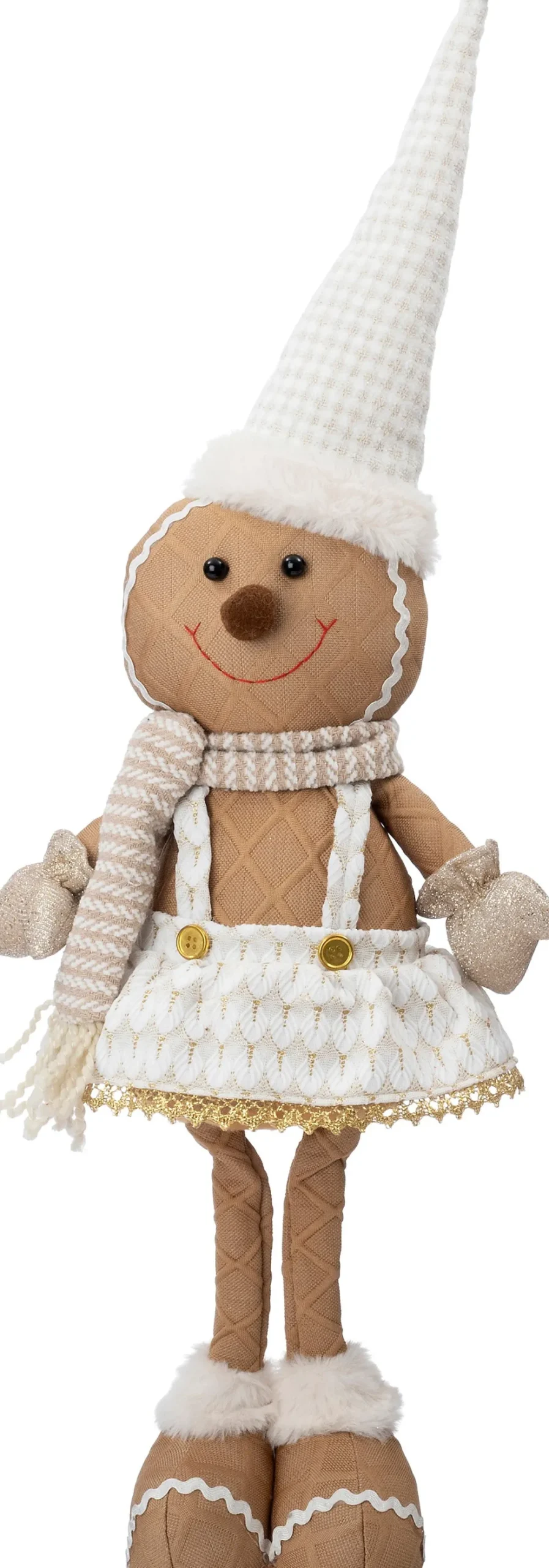 Intratuin kerstfiguur Nilo gemberkoekpop muts staand beige 20 x 10 x 64 cm