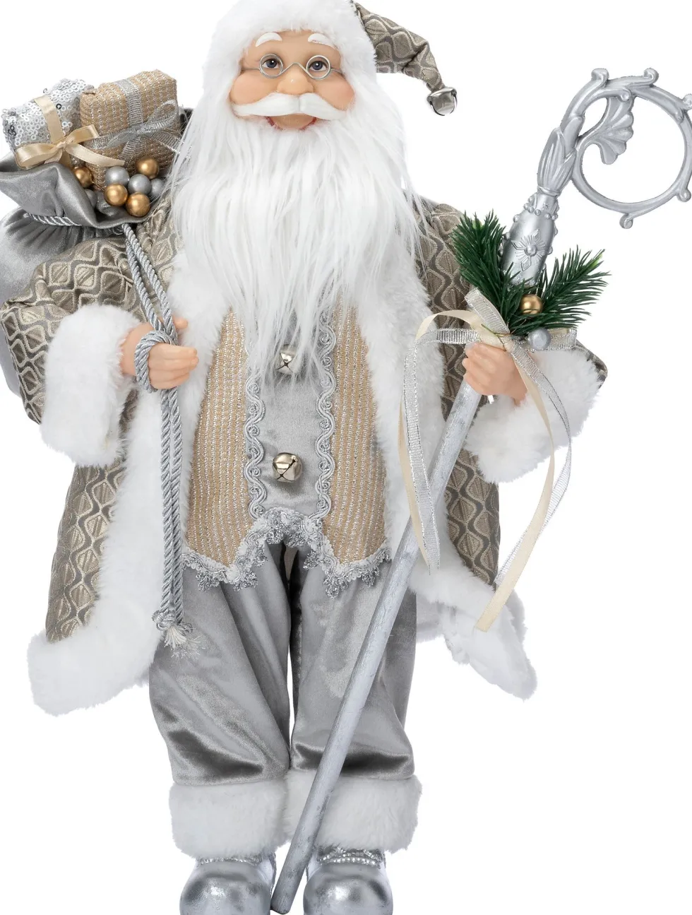 Intratuin kerstfiguur Nimrod kerstman zilver 28 x 20 x 60 cm