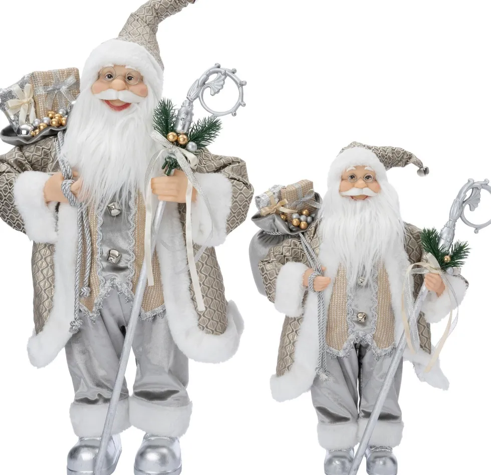 Intratuin kerstfiguur Nimrod kerstman zilver 28 x 20 x 60 cm