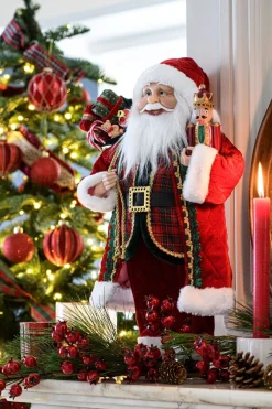 Intratuin kerstfiguur Noël kerstman met cadeaus rood 20,5 x 12,5 x 45,5 cm