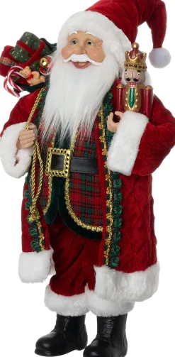 Intratuin kerstfiguur Noël kerstman met cadeaus rood 20,5 x 12,5 x 45,5 cm