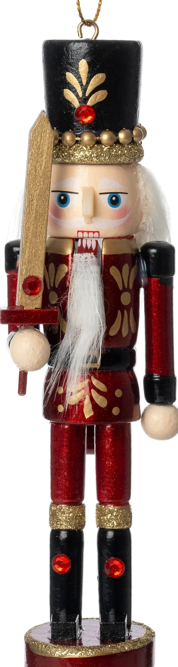 Intratuin kerstfiguur notenkraker zwaard beige / goud 4,5 x 4 x 15 cm
