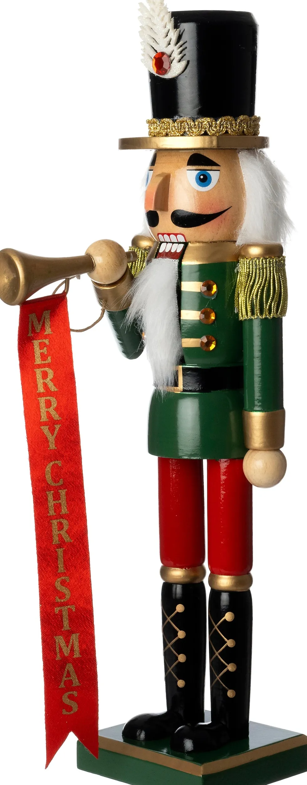 Intratuin kerstfiguur notenkraker groen / rood / goud 9,5 x 8,1 x 38 cm