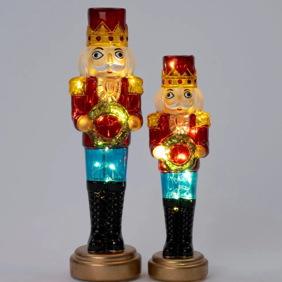Intratuin kerstfiguur notenkraker rood / blauw met verlichting D 9 H 33 cm