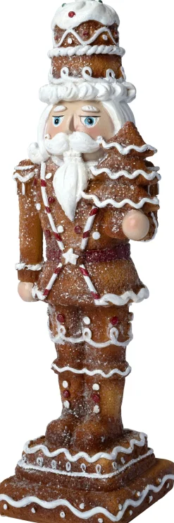 Intratuin kerstfiguur notenkraker bruin / wit 9,5 x 8 x 27,5 cm