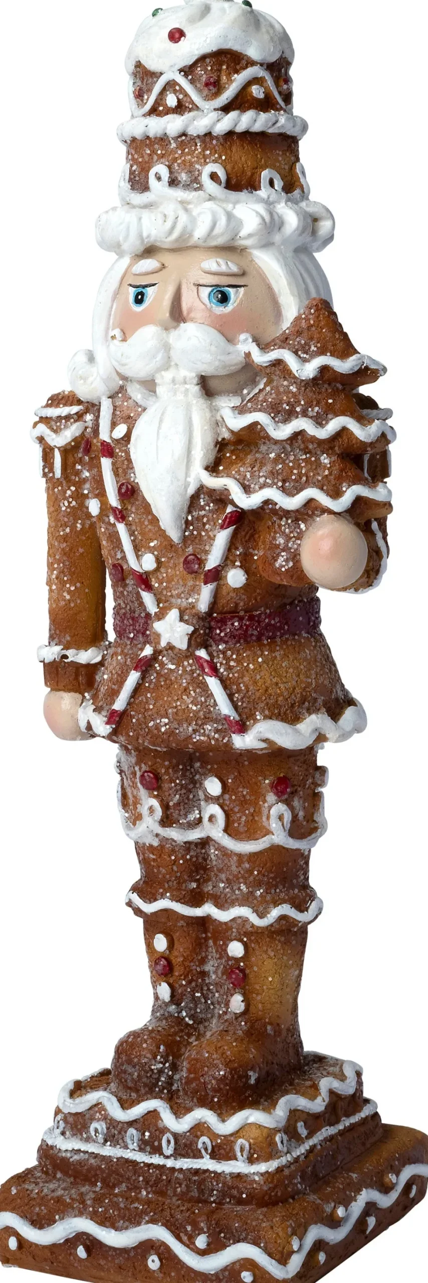 Intratuin kerstfiguur notenkraker bruin / wit 9,5 x 8 x 27,5 cm