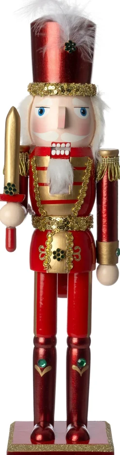 Intratuin kerstfiguur notenkraker rood / goud 10 x 8 x 38 cm