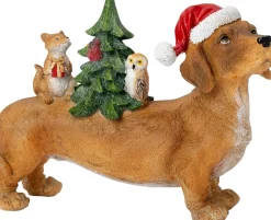 Intratuin kerstfiguur Olaf hond met kerstboom bruin / groen 21 x 7,5 x 15,7 cm
