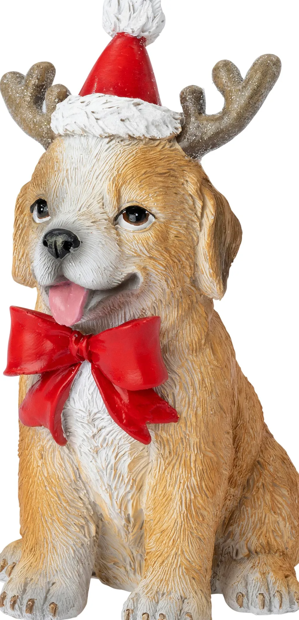 Intratuin kerstfiguur Olaf hond met kerstmuts bruin / rood 9 x 11 x 16 cm