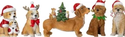Intratuin kerstfiguur Olaf hond met kerstmuts bruin / rood 9 x 11 x 16 cm