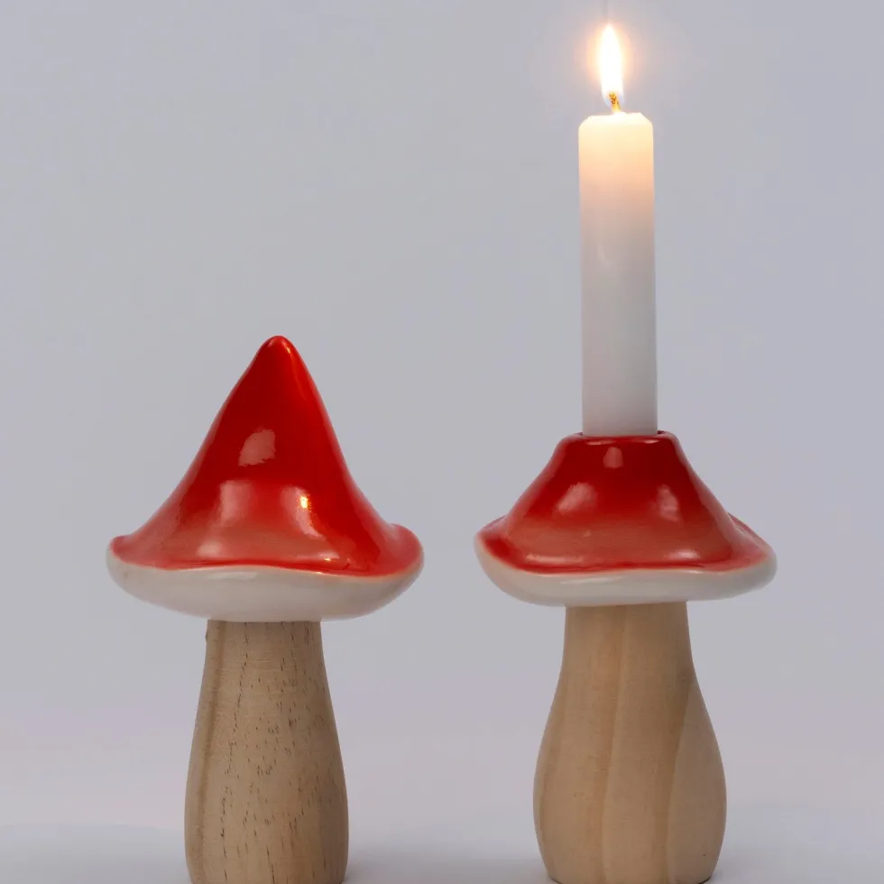 Intratuin kerstfiguur paddenstoel rood / wit D 8,5 H 13 cm