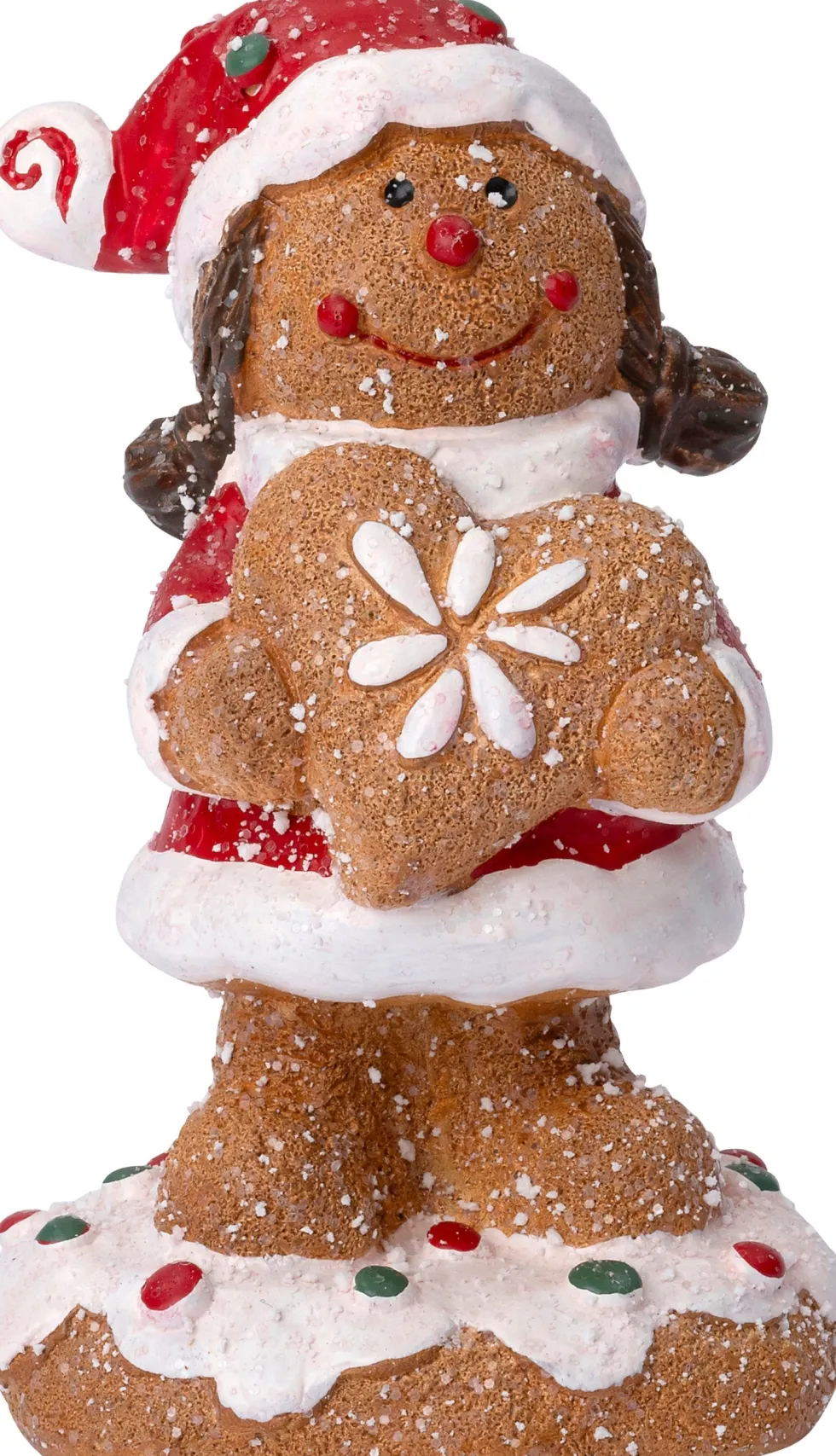 Intratuin kerstfiguur peperkoek vrouw bruin / rood / wit 8 x 5 x 12 cm