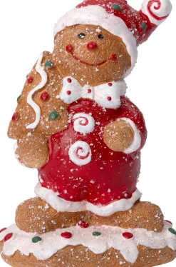Intratuin kerstfiguur peperkoek man bruin / rood / wit 8 x 5 x 12 cm