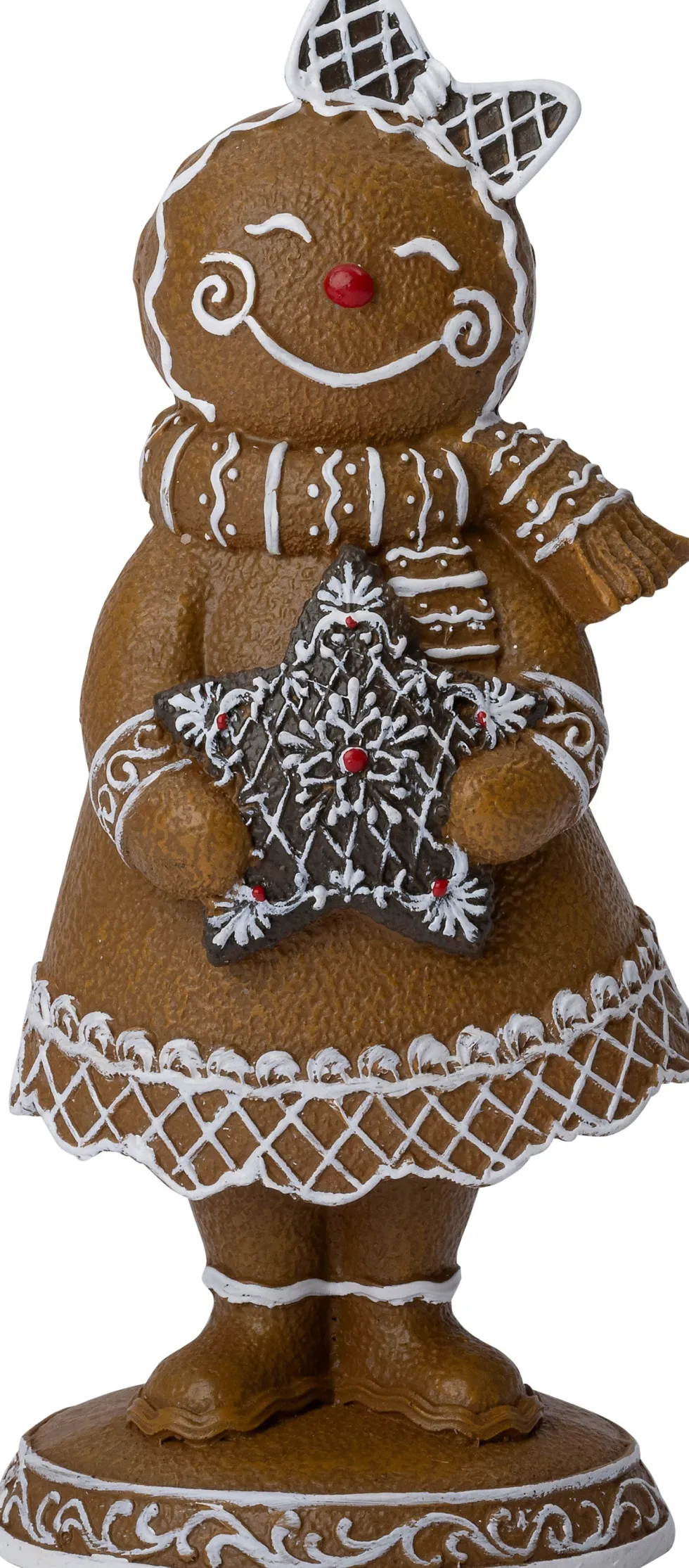 Intratuin kerstfiguur Petra gemberkoekman bruin / wit 7,5 x 5,3 x 16,5 cm