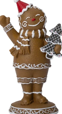 Intratuin kerstfiguur Petra gemberkoekvrouw bruin / wit 9,4 x 5,5 x 16,1 cm