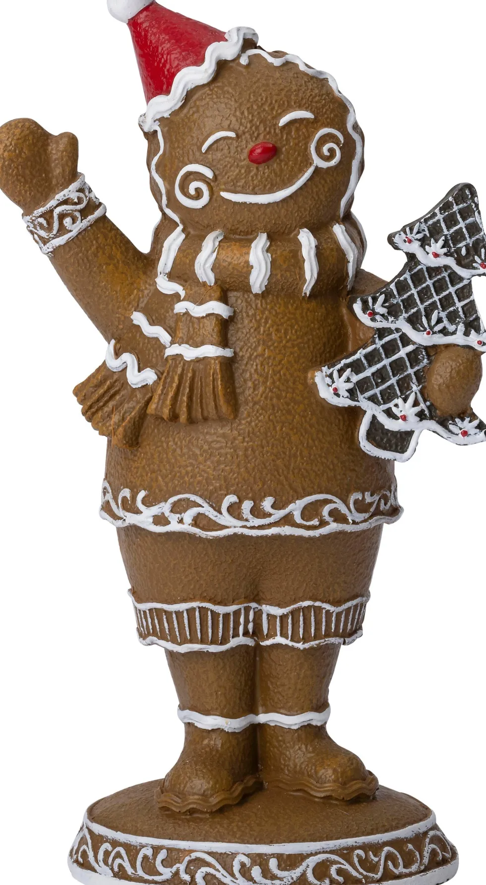 Intratuin kerstfiguur Petra gemberkoekvrouw bruin / wit 9,4 x 5,5 x 16,1 cm