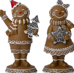 Intratuin kerstfiguur Petra gemberkoekvrouw bruin / wit 9,4 x 5,5 x 16,1 cm