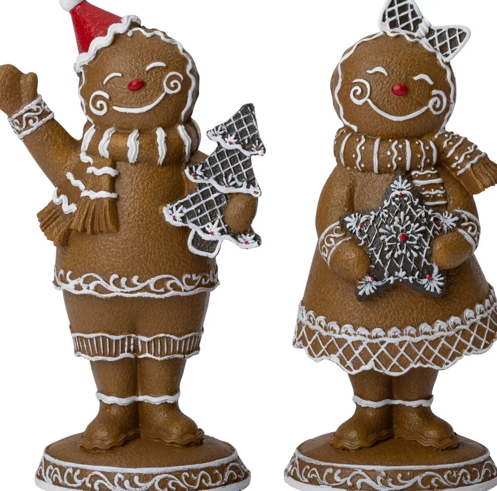 Intratuin kerstfiguur Petra gemberkoekvrouw bruin / wit 9,4 x 5,5 x 16,1 cm