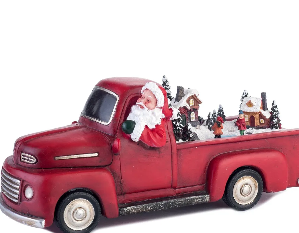Intratuin kerstfiguur pick-up truck met LED verlichting H 22 cm