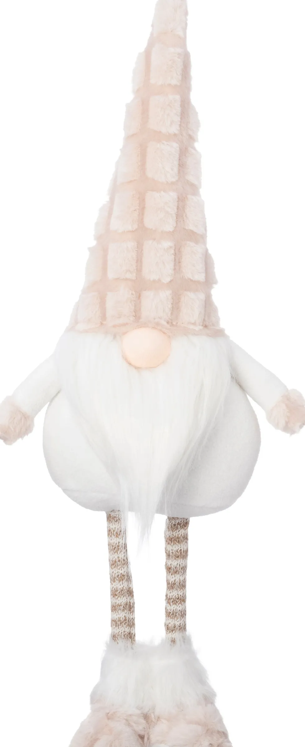 Intratuin kerstfiguur Pimbol gnoom beige / wit 18 x 10 x 60 cm