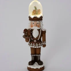 Intratuin kerstfiguur Pontu notenkraker met sneeuwbol bruin 15,8 x 12 x 47 cm