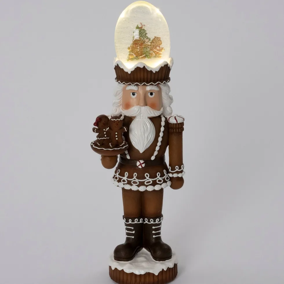 Intratuin kerstfiguur Pontu notenkraker met sneeuwbol bruin 15,8 x 12 x 47 cm