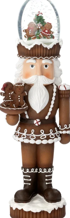 Intratuin kerstfiguur Pontu notenkraker met sneeuwbol bruin 15,8 x 12 x 47 cm