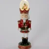 Intratuin kerstfiguur Pontu notenkraker met sneeuwbol rood / wit 15 x 13,5 x 47 cm