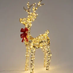 Intratuin kerstfiguur rendier strik met verlichting 49 x 15,5 x 90 cm
