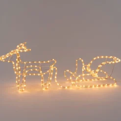 Intratuin kerstfiguur rendier slee met verlichting 56 x 23 x 22 cm